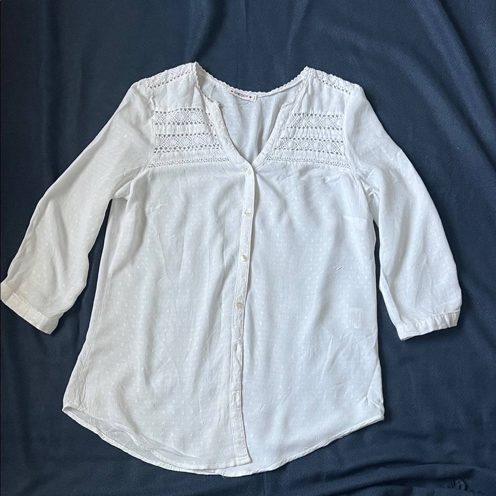 White Button-Up Women's Top